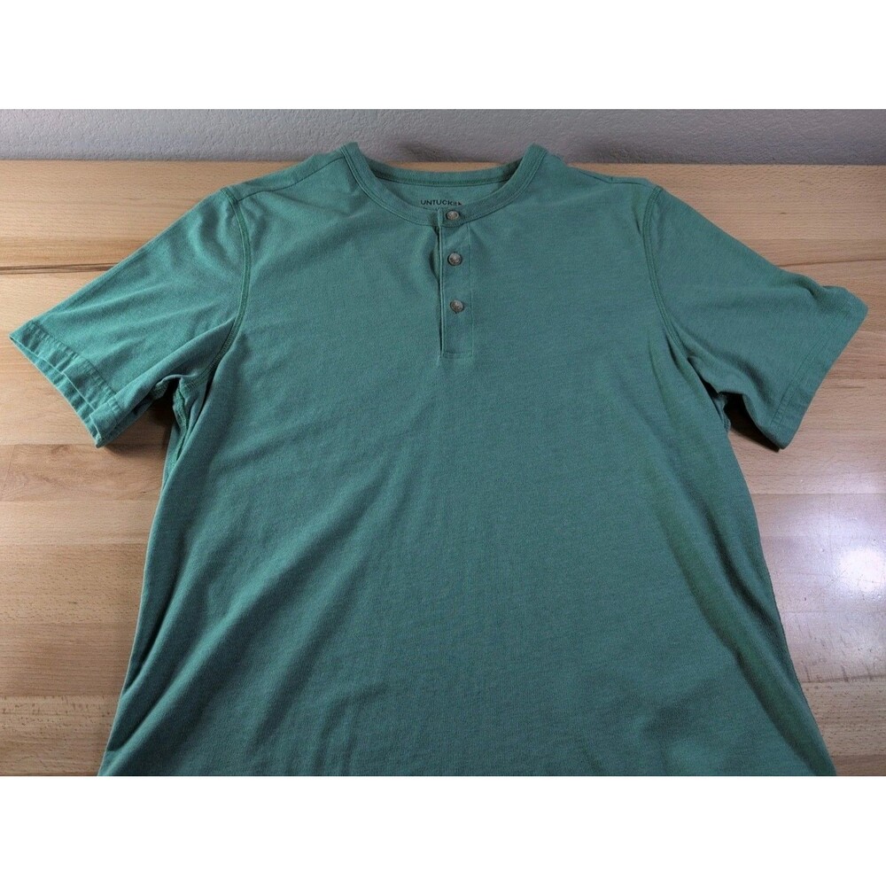 UNTUCKit Henley Shirt Men's Large Green Short Sleeve Pullover